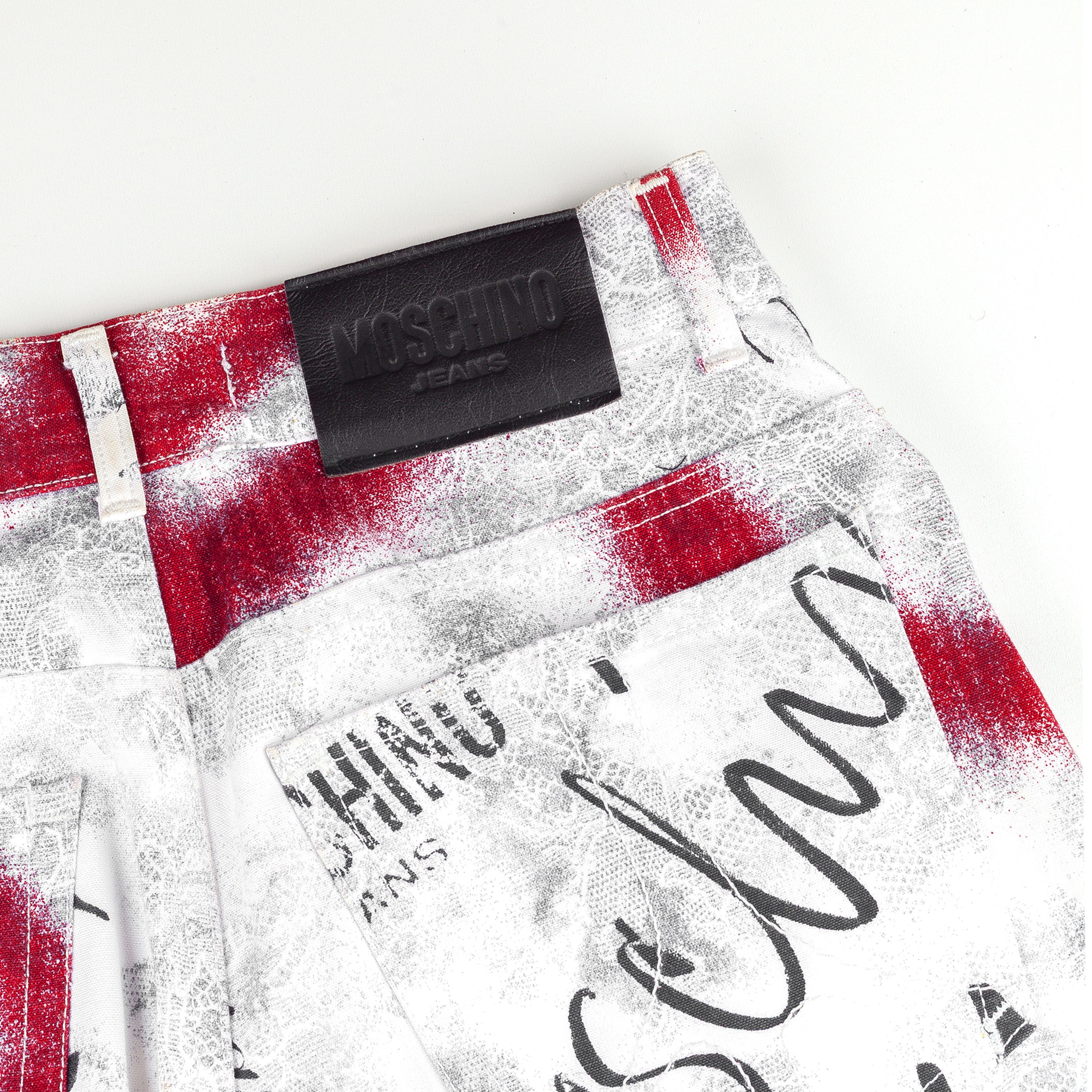Moschino Moschino Jeans Peace Anarchy White Vintage Pants (XS) Size 25" / US 0 / IT 36 - 8 Thumbnail