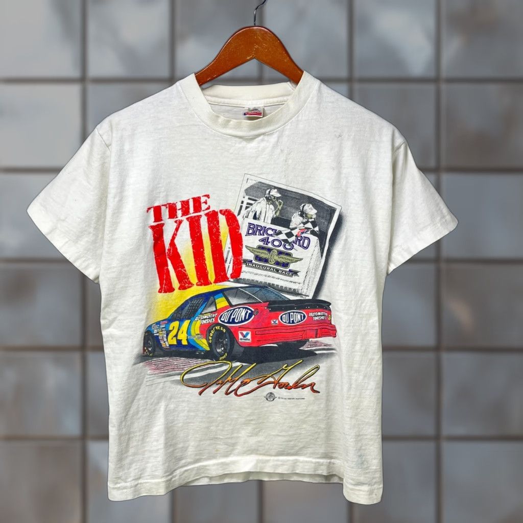 NASCAR VINTAGE NASCAR Jeff Gordon T-Shirt M White 90s Mens Graphic Print Short Sleeve Pockets Double-Sided Cotton Knit Size US M / EU 48-50 / 2 - 1 Thumbnail