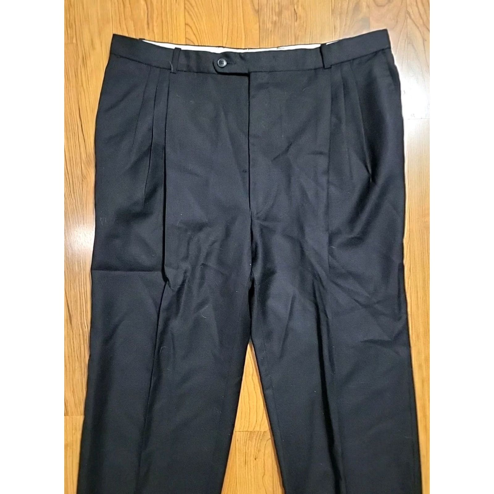 Vintage VINTAGE Pure Wool Pleated Dress Pants Navy Blue WideLeg 38 X31 Mens 1990s"} Size US 38 / EU 54 - 3 Thumbnail