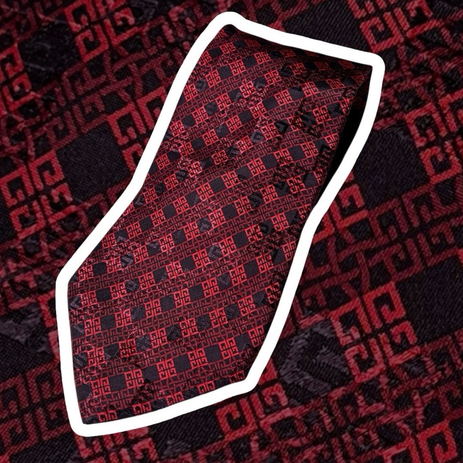 Givenchy Givenchy Red Black Silk Logo Print Necktie Designer Italy Size ONE SIZE - 1 Thumbnail