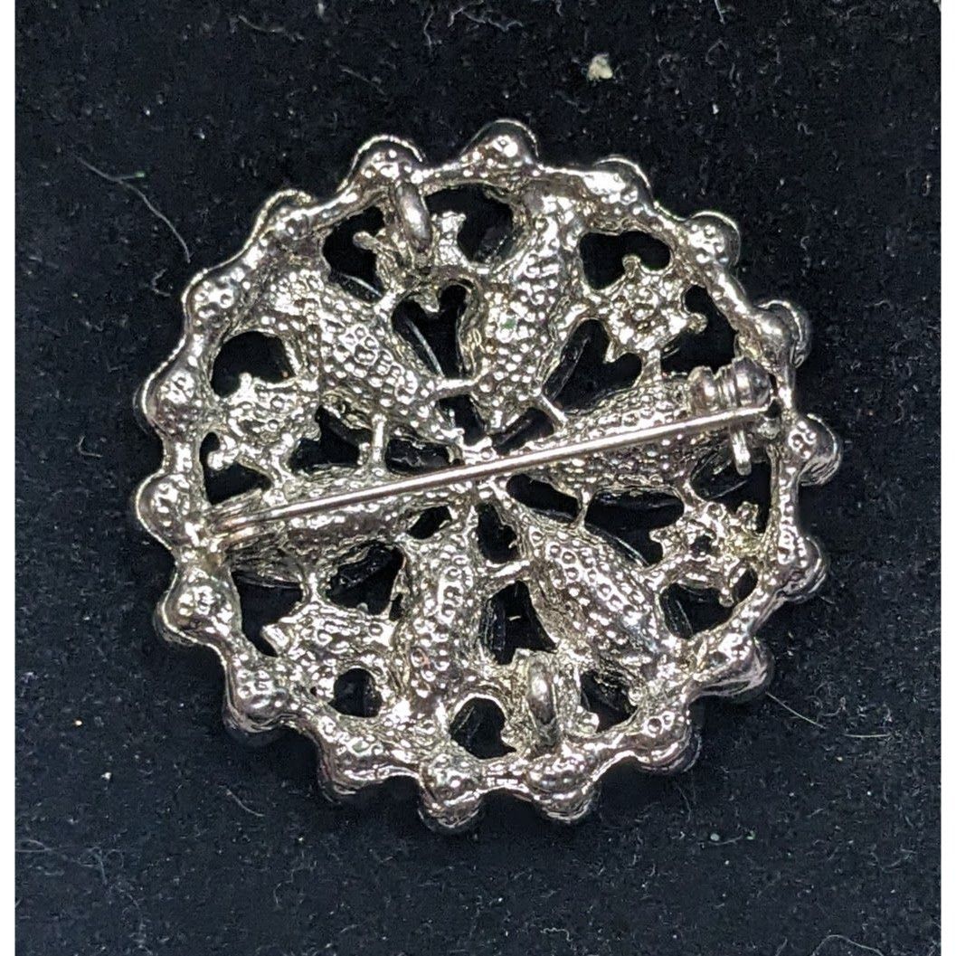 Other Vintage Gothic Floral Black And Silver Tone Gemmed Brooch Size ONE SIZE - 5 Thumbnail