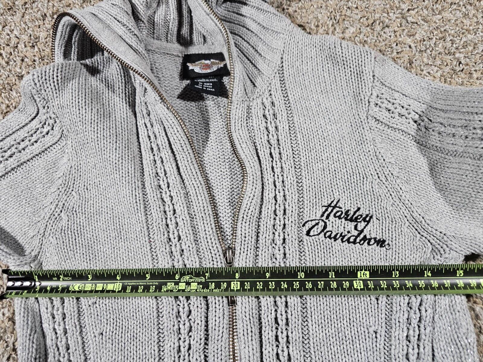 Designer Harley Davidson Zip Up Shawl Neck Sweater Biker Casual SM Size S / US 4 / IT 40 - 6 Thumbnail