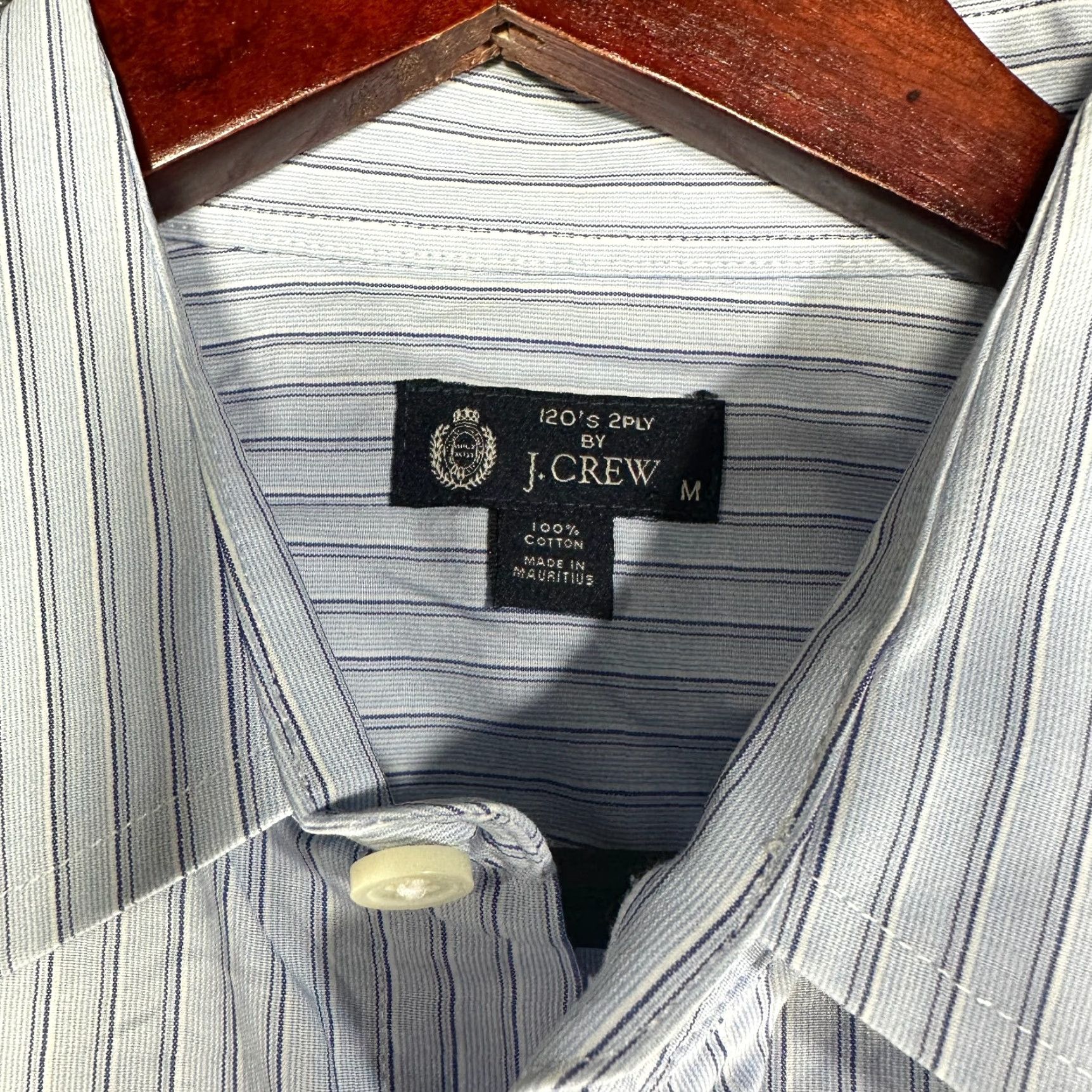 J.Crew J.CREW Shirt Mens M 120's 2 Ply Cotton Blue Stripe Pocket Button Up Long Sleeve Size US M / EU 48-50 / 2 - 6 Thumbnail