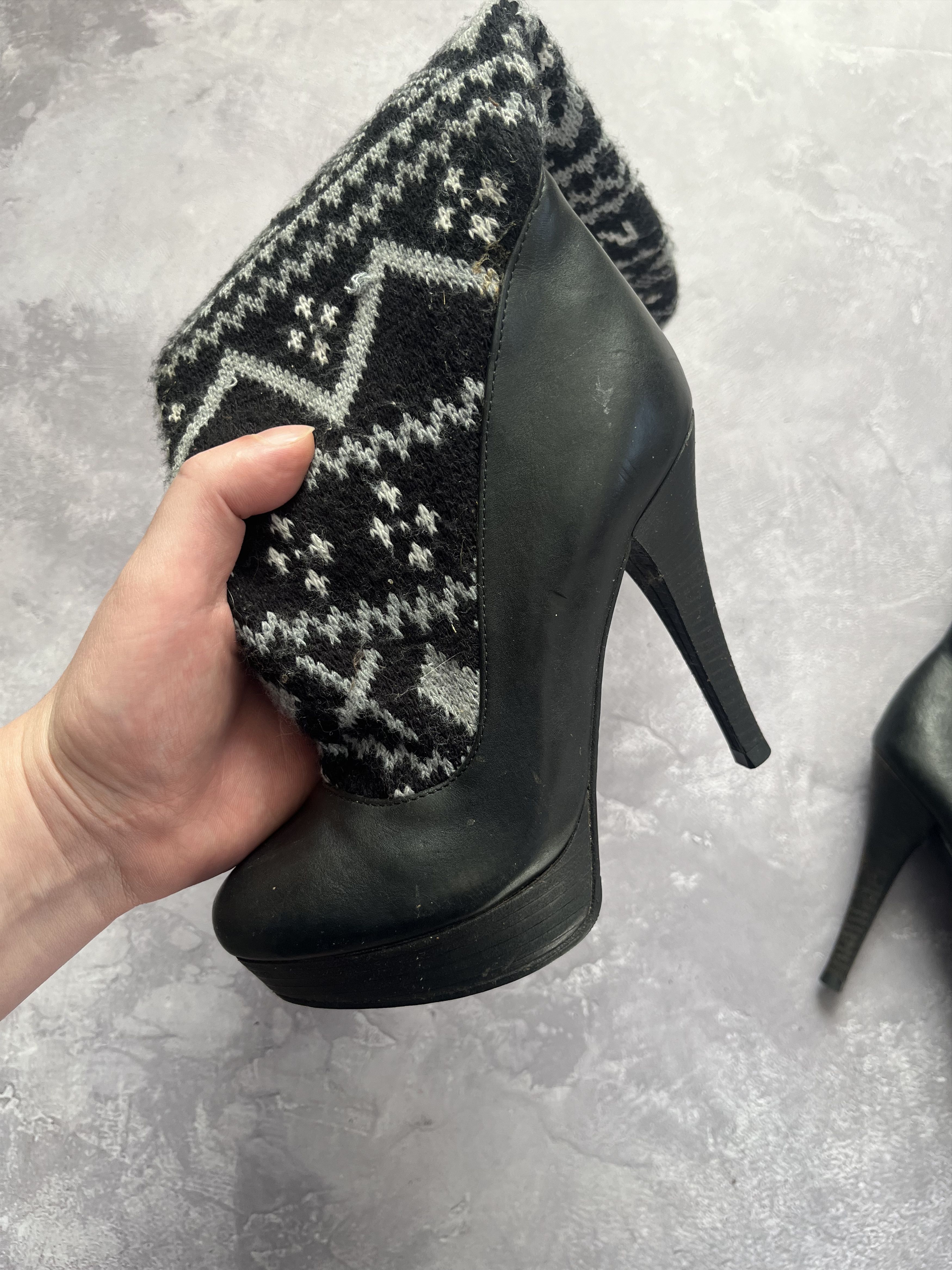 Miss Sixty Miss Sixty Knit Sock Knee High Boots Platform Stiletto Y2K Size US 7 / IT 37 - 6 Thumbnail