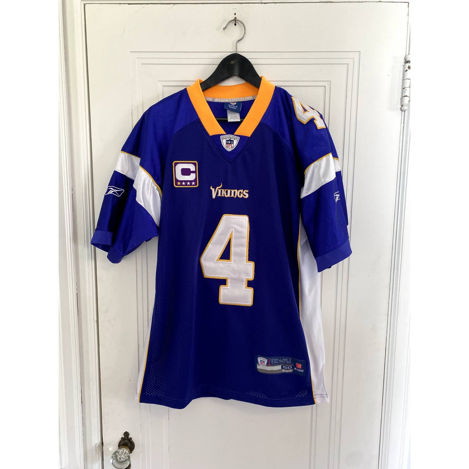 Reebok Brett Favre #4 Vikings Football Jersey - Men's Size Large