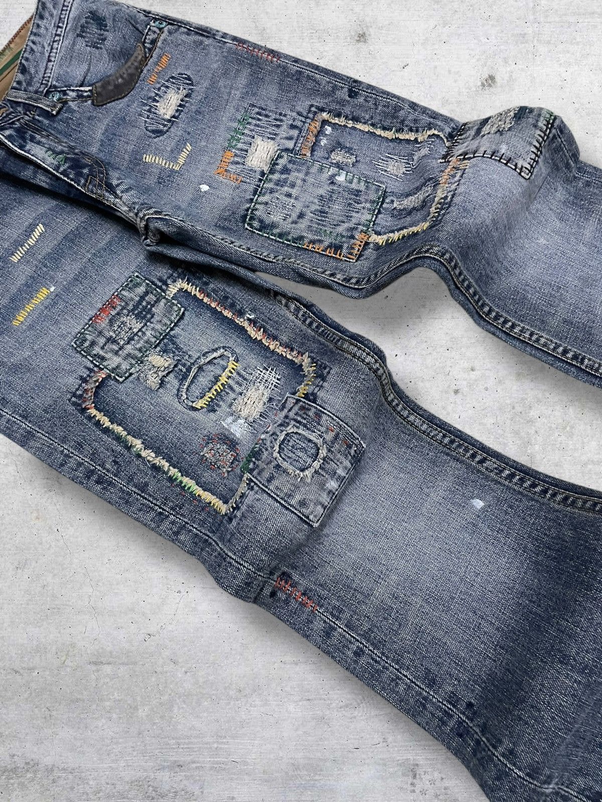 Hysteric Glamour VINTAGE BACK NUMBER JAPAN DESIGNER OG FLARED PATCHWORK DENIM Size US 30 / EU 46 - 8 Thumbnail