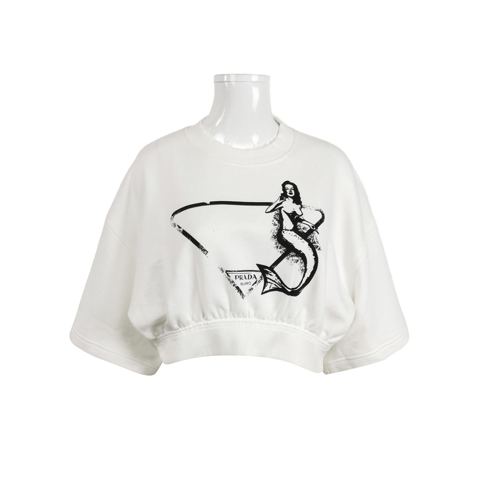 Prada Prada Mermaid Print Cotton Crop Top - dmc Size S / US 4 / IT 40 - 1 Thumbnail