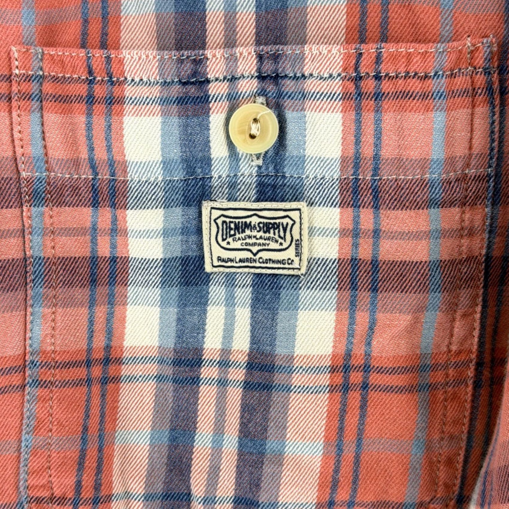 Vintage Denim & Supply Ralph Lauren Mens XL Plaid Button-Down Shirt Red Blue Cotton Size US XL / EU 56 / 4 - 4 Thumbnail