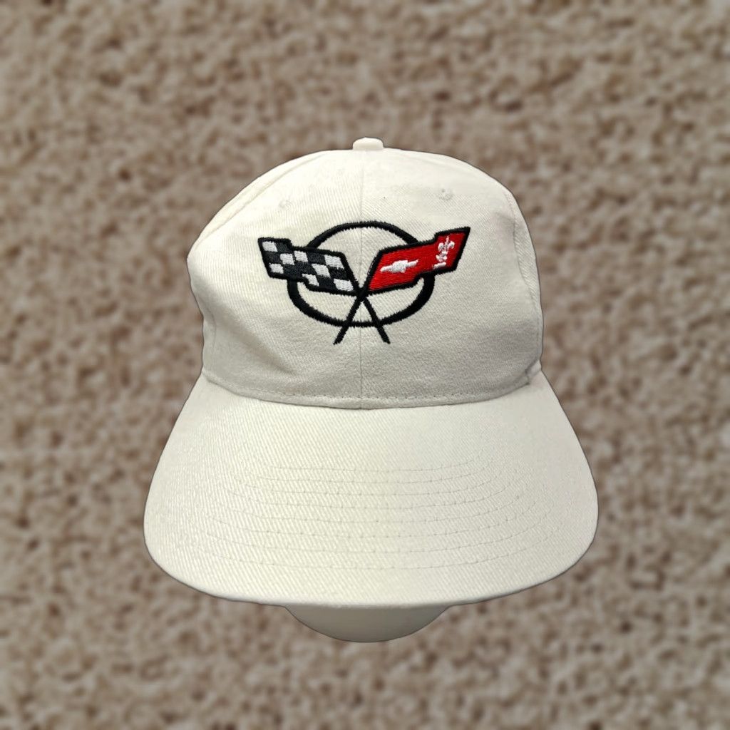 Vintage Head To Toe Chevrolet Racing Hat Cap Fitted One Size White Cotton Blend Baseball Cap Mens Outdoor Racing 90s Size ONE SIZE - 1 Thumbnail
