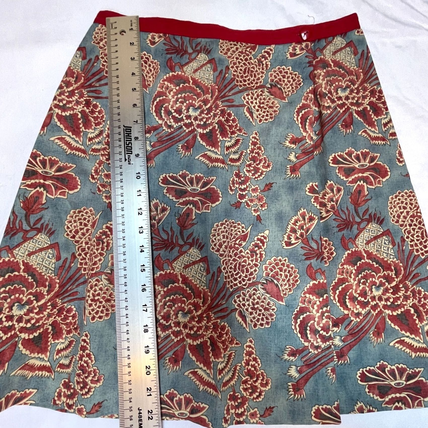 Coldwater Creek Coldwater Creek Wrap Skirt Women's Large Floral Print Blue Red Cotton Casual Size 36" / US 14 / IT 50 - 7 Thumbnail