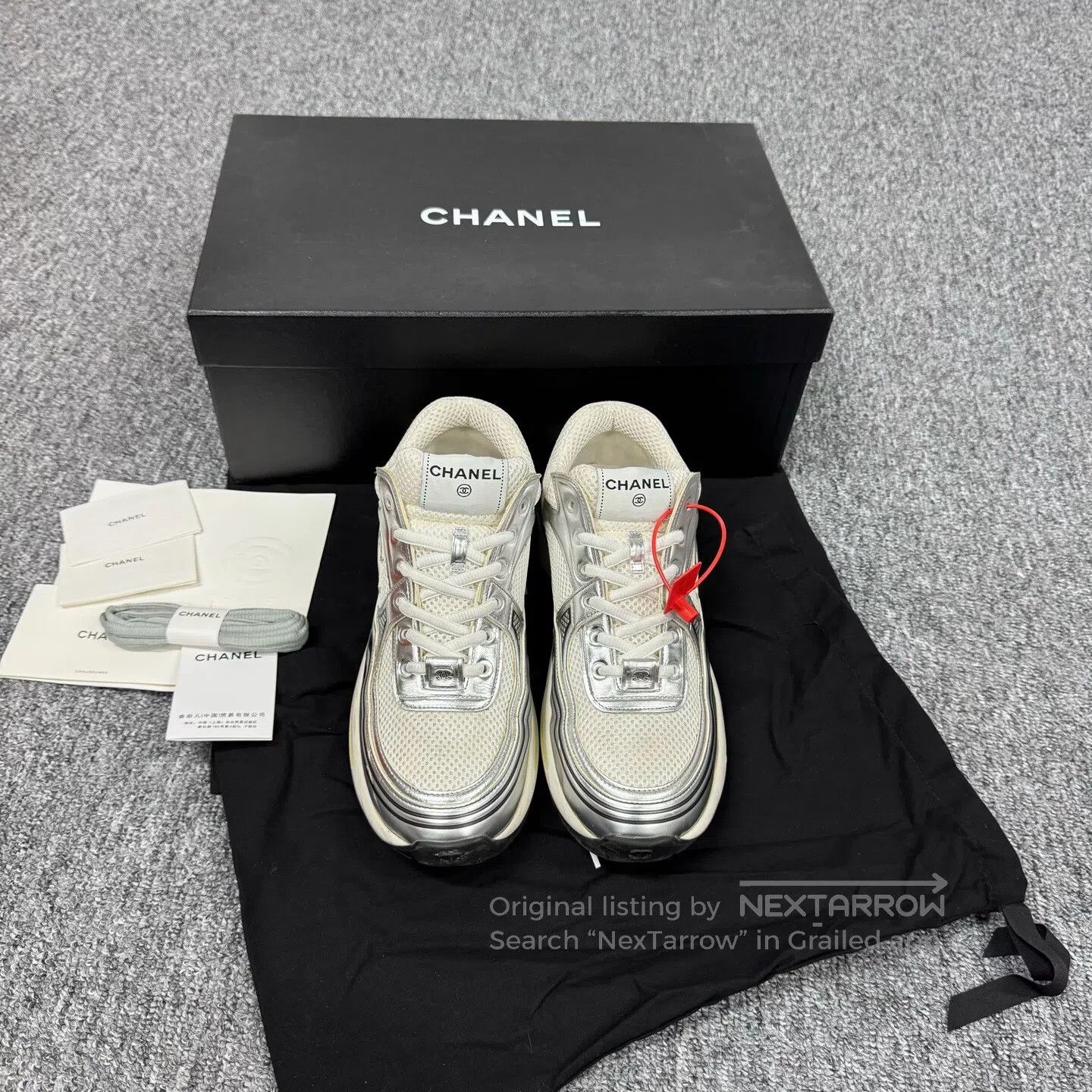 Chanel Chanel Silver Silver King Double C Sports Shoes| Size US 8 / EU 41 - 3 Thumbnail