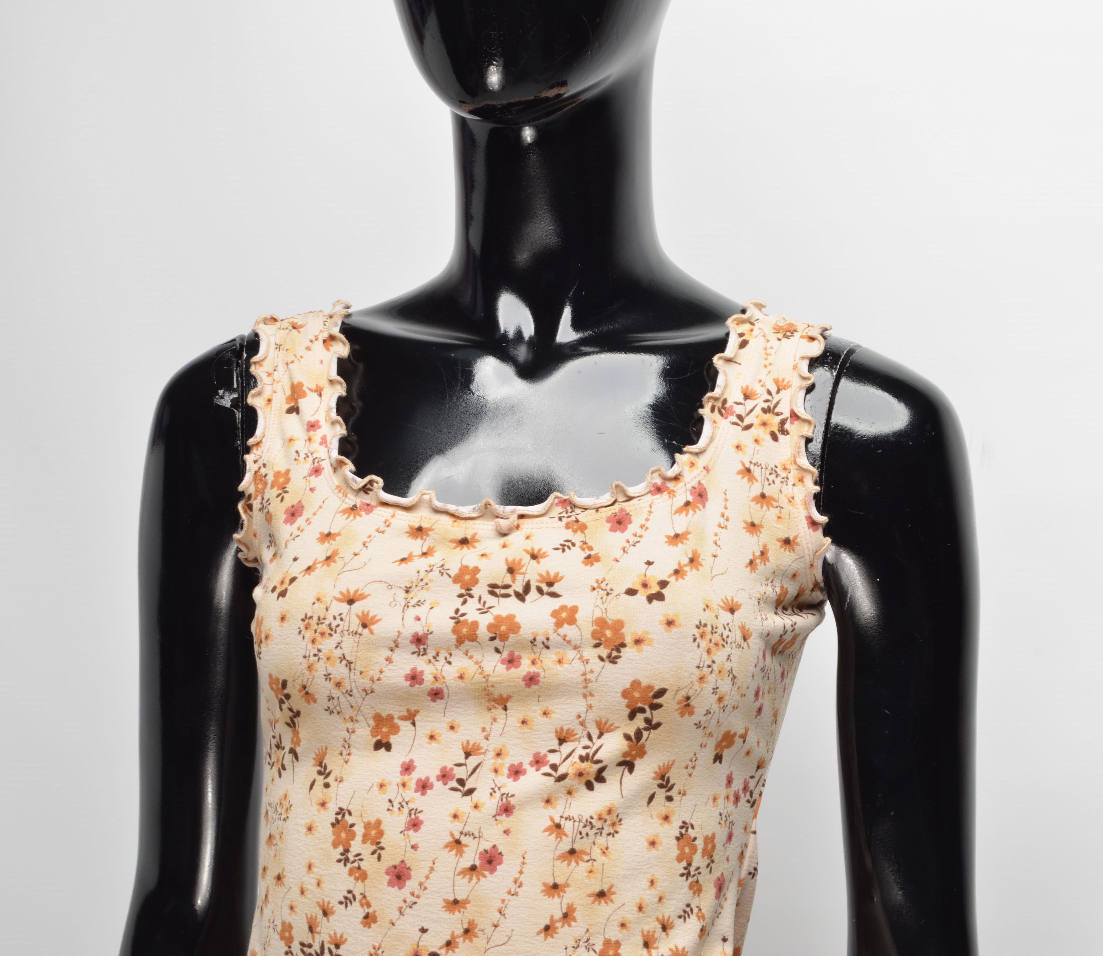 Vintage Vintage Y2K Cute Fishbone Flower Print Mesh Top Size M / US 6-8 / IT 42-44 - 2 Thumbnail