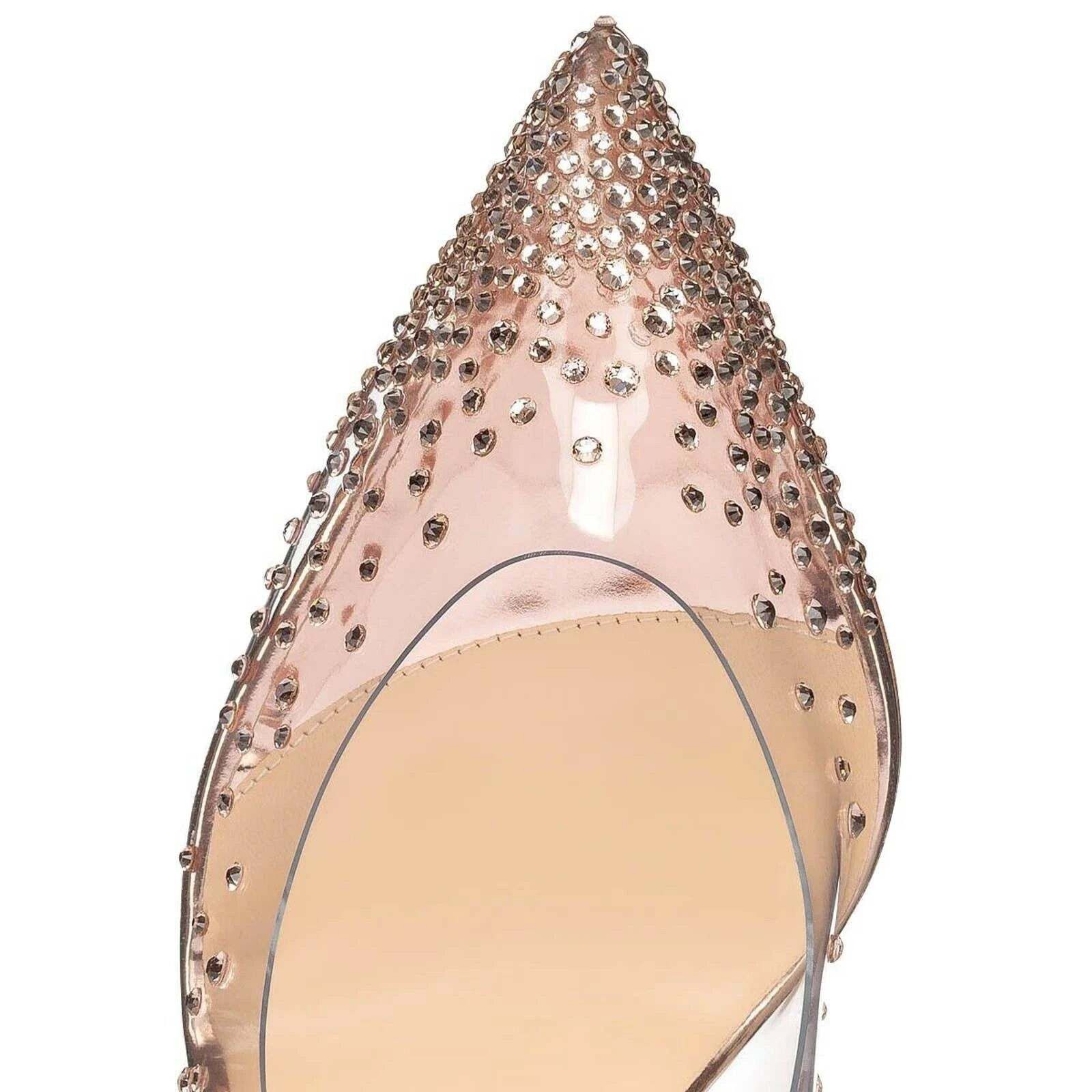 Christian Louboutin Degrastrass PVC 100 Pink Courtisane Glitter Heel Pump 35.5 Size US 5.5 / IT 35.5 - 6 Thumbnail