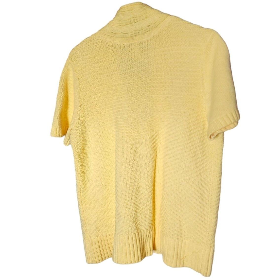 Banks Journal Christopher & Banks Womens Yellow Cardigan Size Large Size L / US 10 / IT 46 - 2 Thumbnail