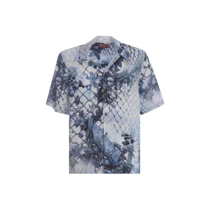 Diesel Diesel Blue Printed Short Sleeve Shirt 0079 Size US XXL / EU 58 / 5 - 1 Thumbnail