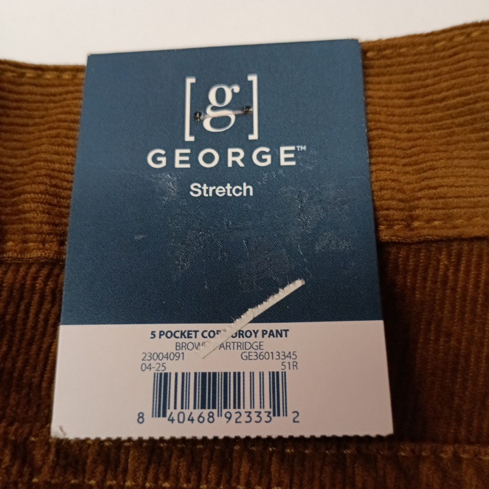 George George Brown Corduroy Dress Pants Men's Size 34x30 Stretch Size US 34 / EU 50 - 2 Thumbnail