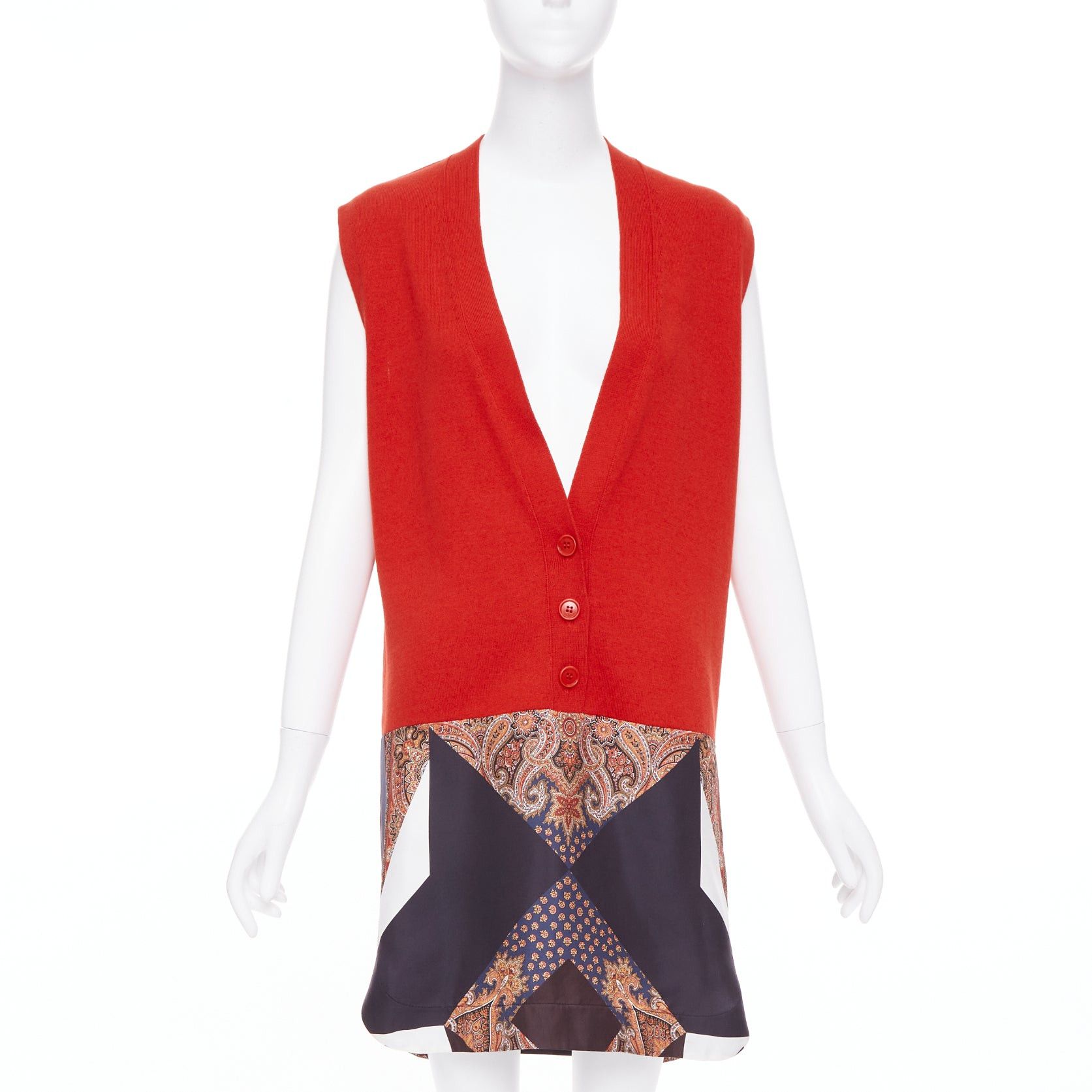 Givenchy GIVENCHY Tisci 2013 Runway red black wool cotton silk paisley vest dress XS Size S / US 4 / IT 40 - 1 Thumbnail