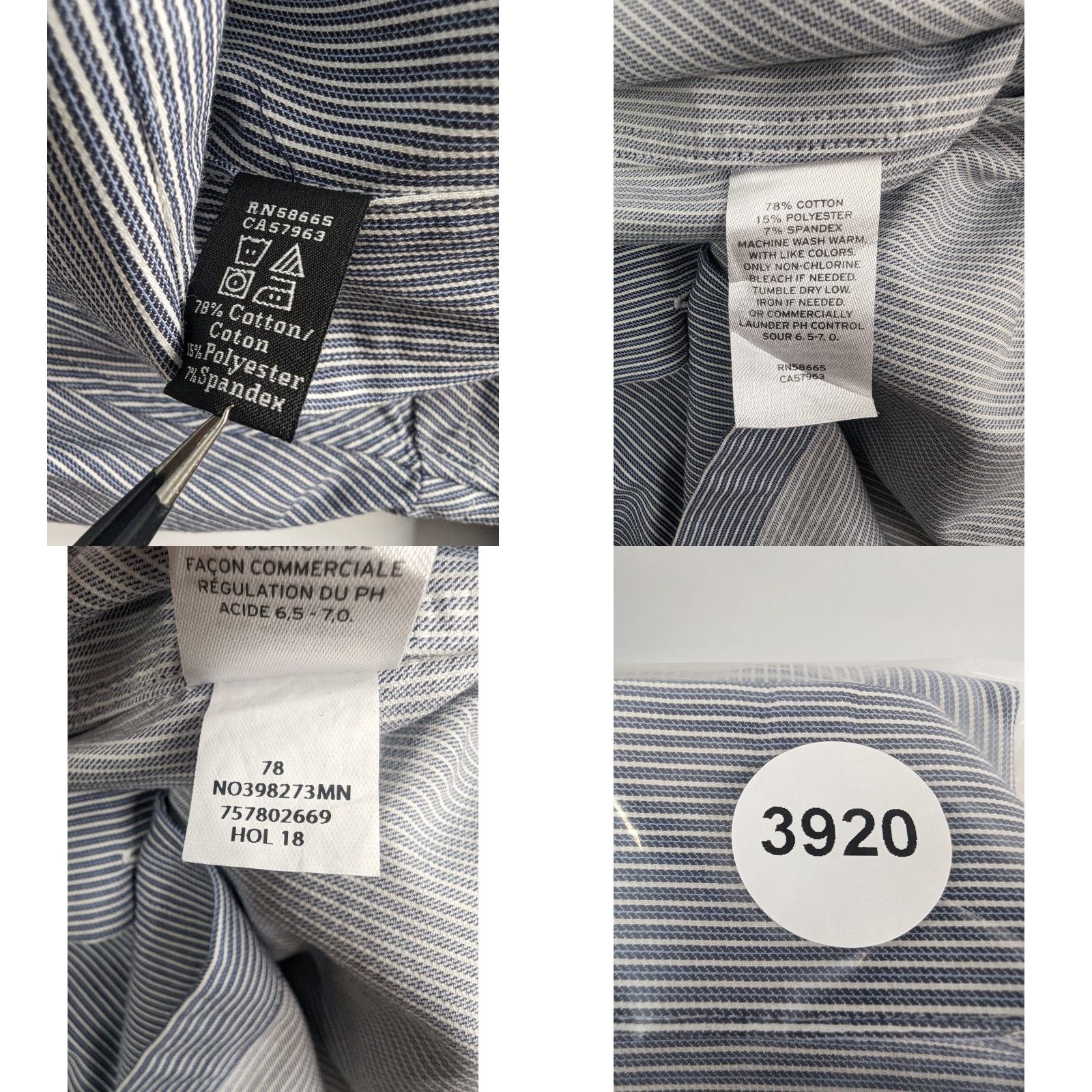 Nordstrom Nordstrom Dress Shirt Men 17 32/33 Grey Stripe Button-Down Collared 30 in 50 in Chest Regular Knit Cotton Casual Formal Shirt Size 46R - 8 Thumbnail