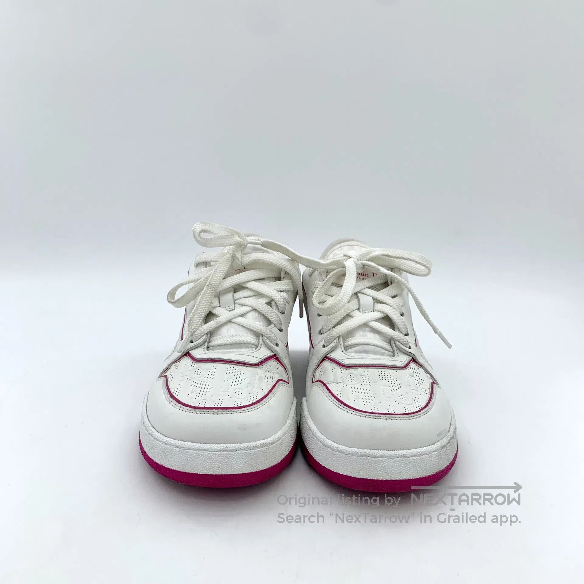 Dior Dior White logo embossed leather lace-up casual flat shoes Size US 5.5 / IT 35.5 - 3 Thumbnail