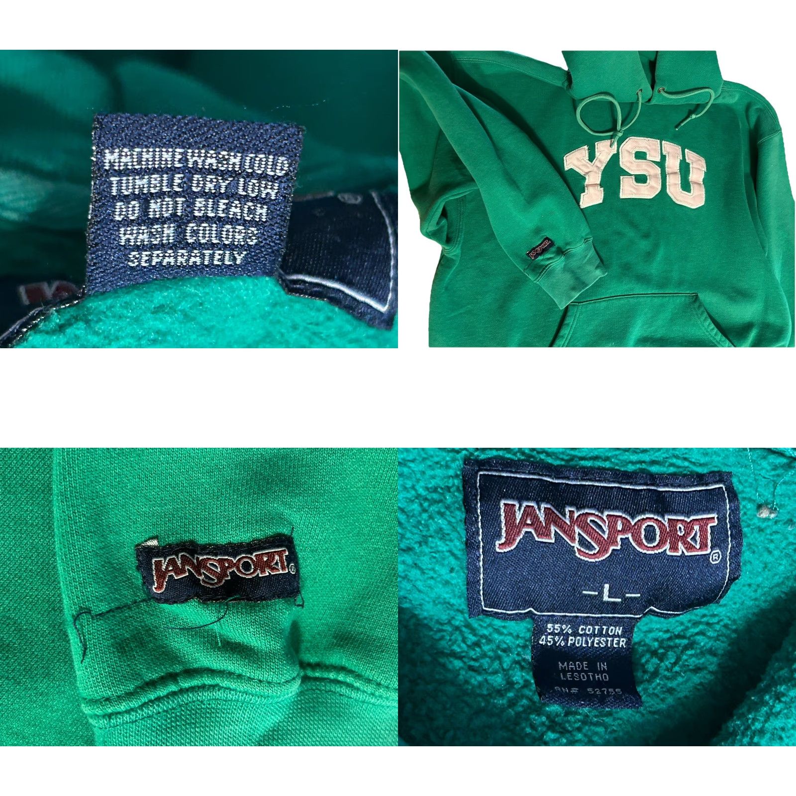 Jansport VTG Jansport Youngstown State University Hoodie Woman Large Green Pink YSU Kangaroo Pocket Stitched Pullover Fleece Size L / US 10 / IT 46 - 9 Thumbnail