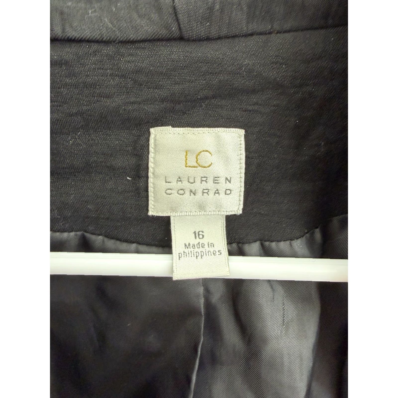 Vintage LC Lauren Conrad Blazer Size 16 Black 3/4 Sleeve Open Front Lined Womens Regular Jacket Size XXL / US 16-18 / IT 52-54 - 5 Thumbnail