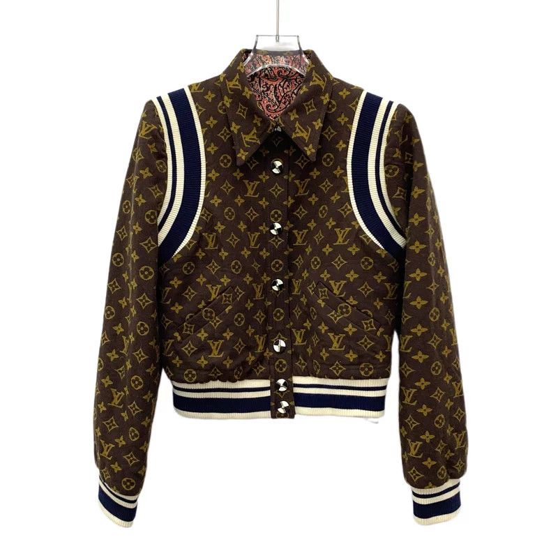 Louis Vuitton Louis Vuitton Dark brown logo full-print sheepwool lapel s Size XXS / US 00 / IT 34 - 1 Thumbnail