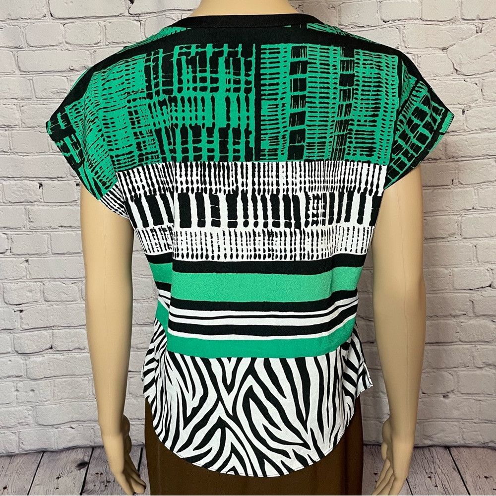 Other Un Jour Ailleurs Button Front Green Black Top Size 1 US S Size S / US 4 / IT 40 - 4 Thumbnail