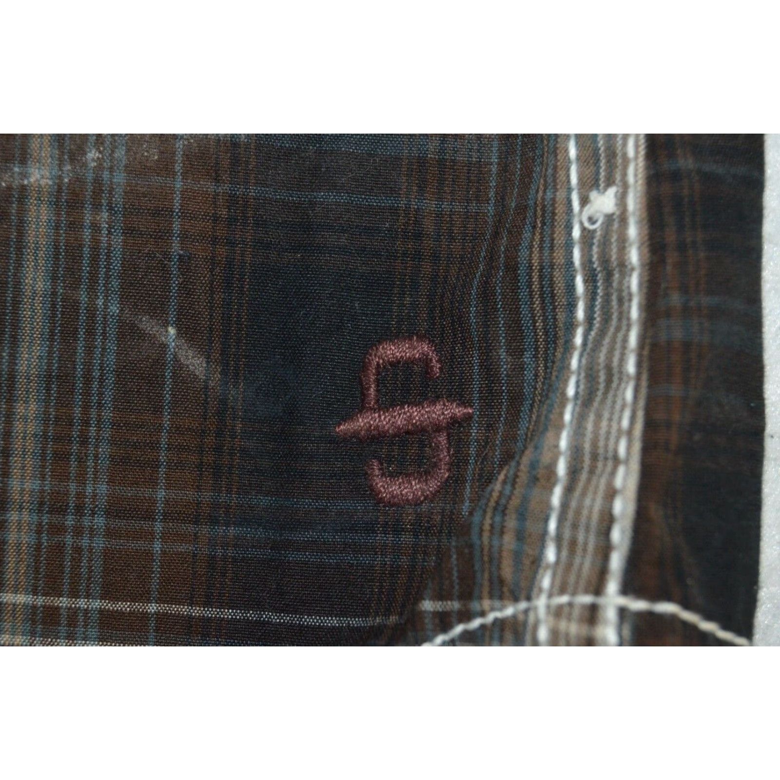 Stetson Stetson Western Shirt Mens XL L/S Button Plaid Brown Cotton Embroidered Button-Up Casual Size US XL / EU 56 / 4 - 6 Thumbnail