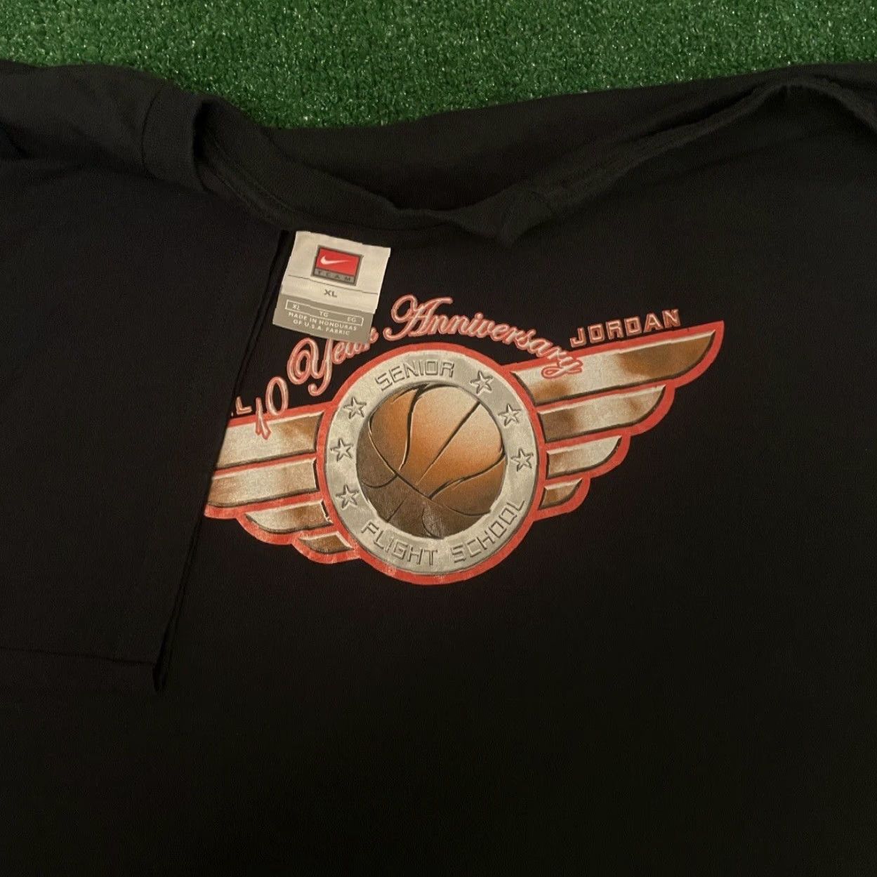 Nike VINTAGE Nike Air Jordan Flight School Anniversary VTG Shirt Mens XL Black 90s Sports Retro Hip Hop Bulls Jordan Shirt Mens XL Size US XL / EU 56 / 4 - 2 Thumbnail
