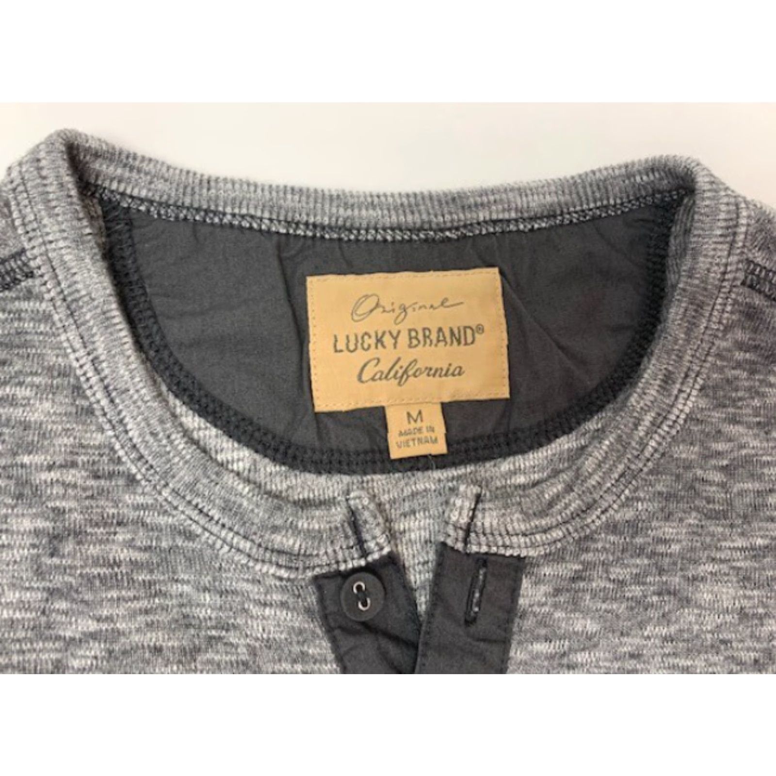 Lucky Brand LUCKY BRAND Men’s Sweater California CrewNeck 1/4 Button Gray Size M Pullover Cotton Blend 1990s Theme Mens Size US M / EU 48-50 / 2 - 2 Thumbnail