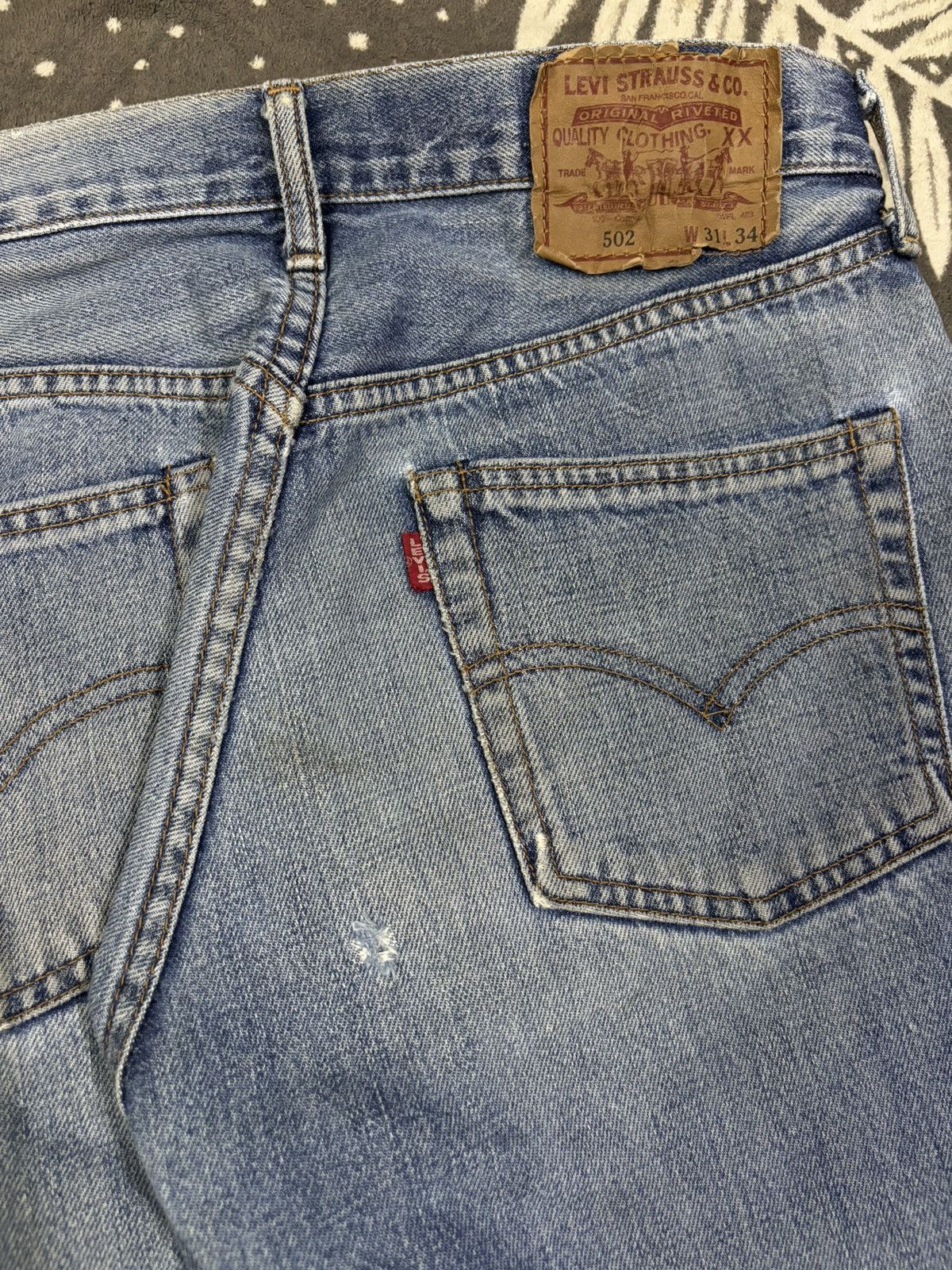 Levi's Vintage 90s Levis 502 Big E Selvedge Distressed Grunge Jeans Size US 30 / EU 46 - 12 Thumbnail