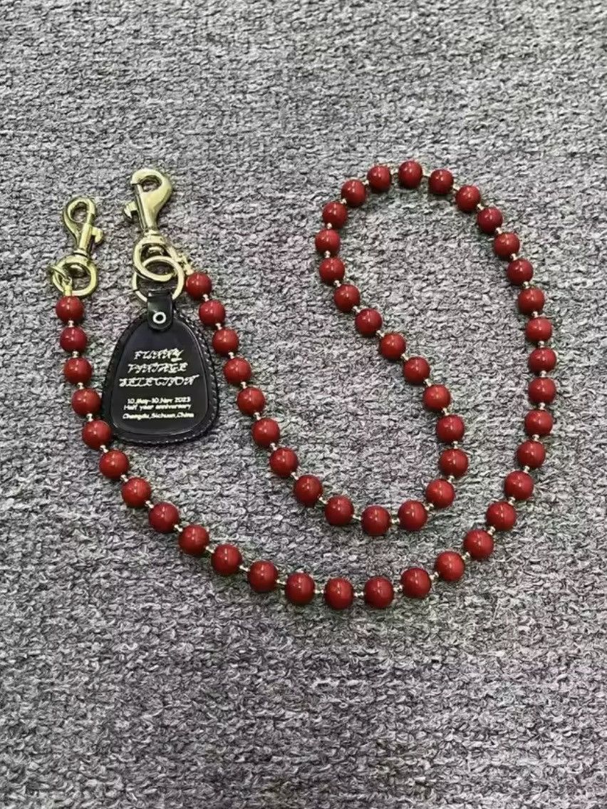 Jewelry Red Beaded Wallet Chain, Pants Chain Size ONE SIZE - 1 Thumbnail