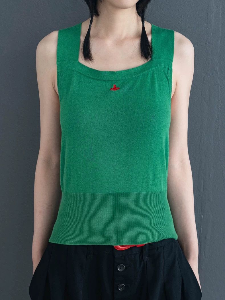 Vivienne Westwood Green Knit Crossover Top - dmc