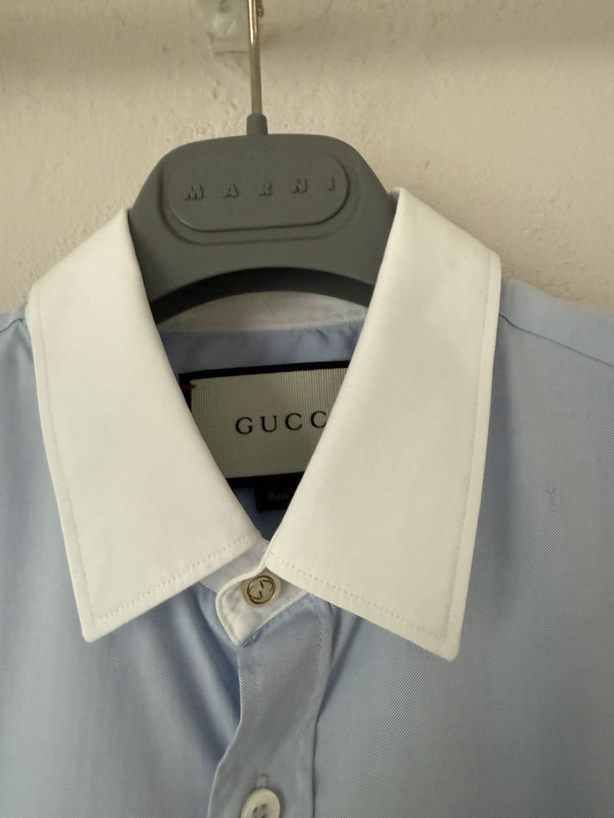 Gucci Sky Blue Shirt with White Contrast Collar Size US S / EU 44-46 / 1 - 4 Thumbnail
