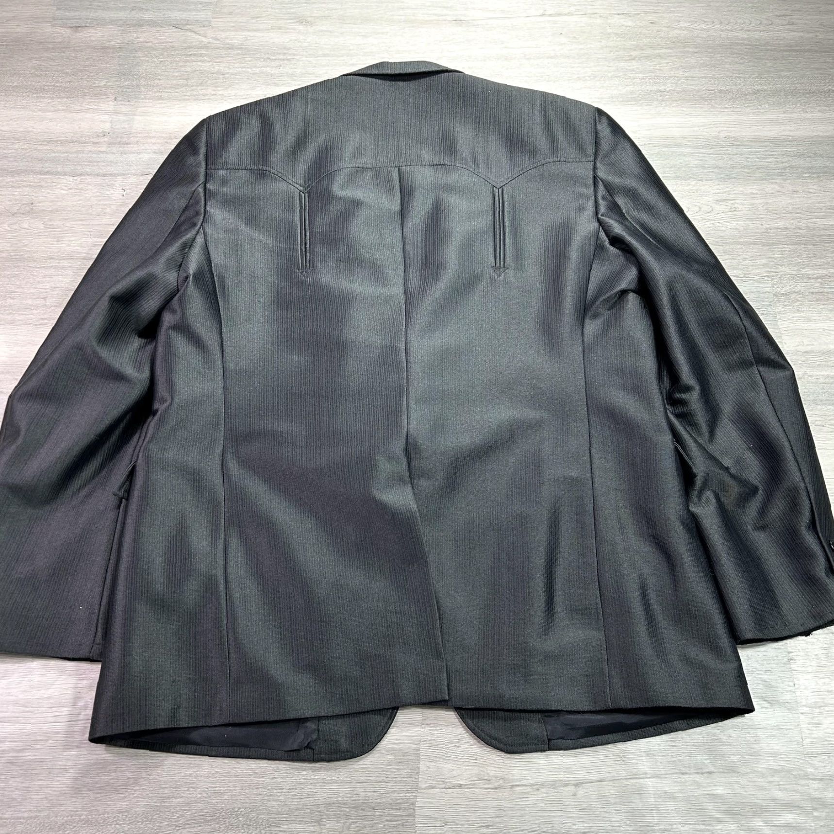 Vintage Circle S Blazer Mens 50L Gray Western Stripe Sport Coat Jacket Cowboy Made USA Size 50R - 2 Thumbnail