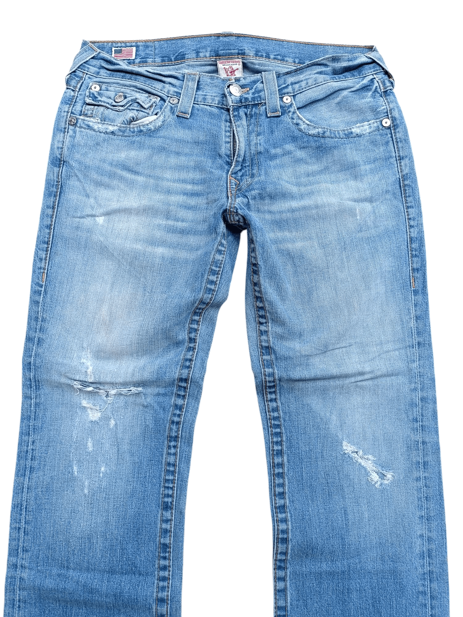 Affliction × Ed Hardy × True Religion True Religion Ricky Distressed Baggy Wide Leg Denim TR024 Size US 34 / EU 50 - 2 Thumbnail