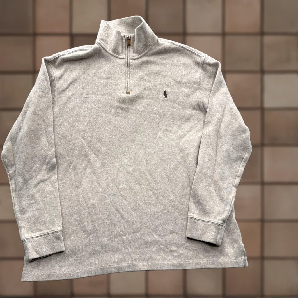 Polo Ralph Lauren Polo Ralph Lauren Sweatshirt Mens XL Beige 1/4 Zip Mock Neck Cotton Pullover Size US XL / EU 56 / 4 - 1 Thumbnail