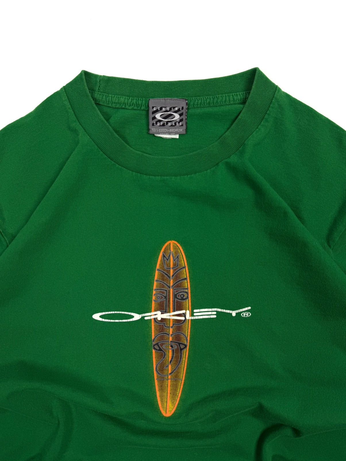 Oakley Vintage Oakley Software Surf Tee Y2K Green Thailand Rare 00s Size US L / EU 52-54 / 3 - 4 Thumbnail