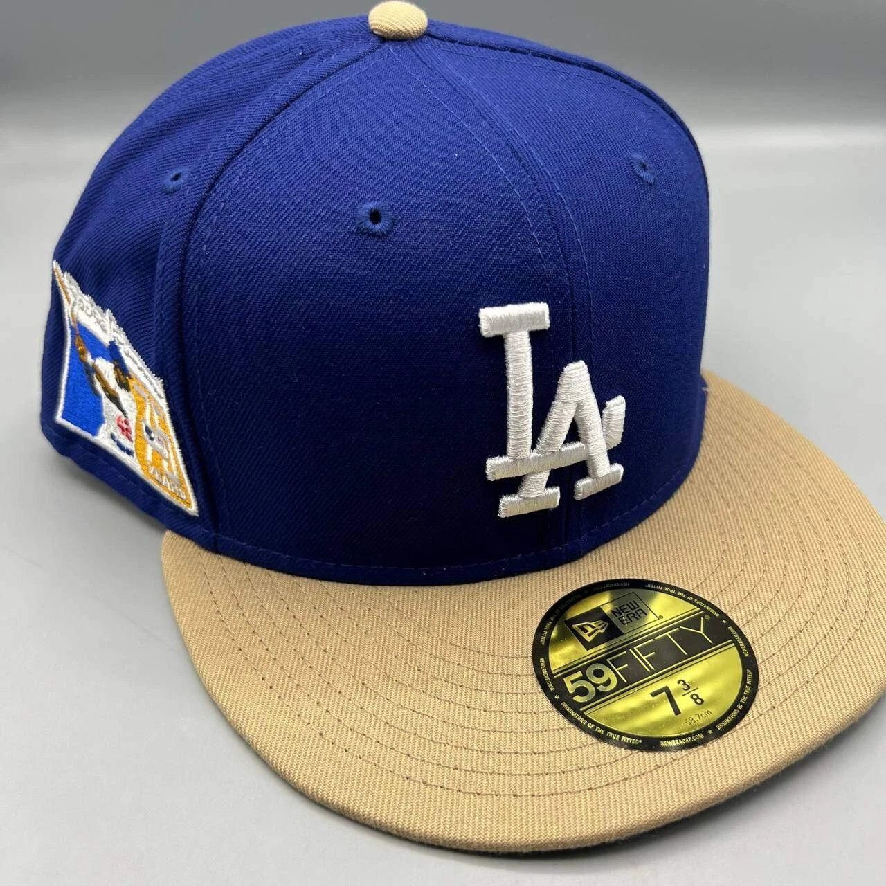 New Era Los Angeles LA Dodgers Hat Men 7 3/8 Blue Brown MLB Fitted Size ONE SIZE - 1 Thumbnail
