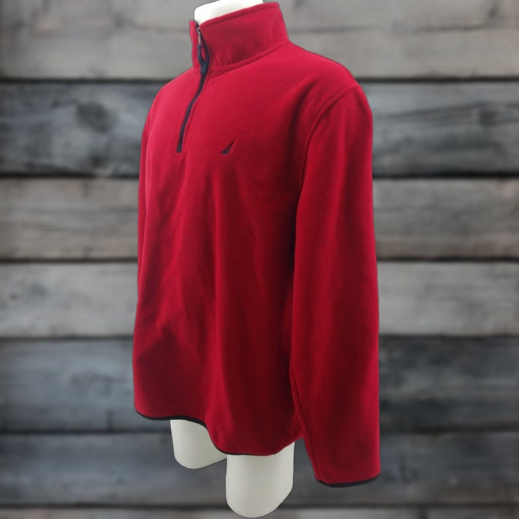 Nautica Nautica Men's Red 1/4 Zip Fleece Polyester Sweater XL Shirt Size US XL / EU 56 / 4 - 1 Thumbnail