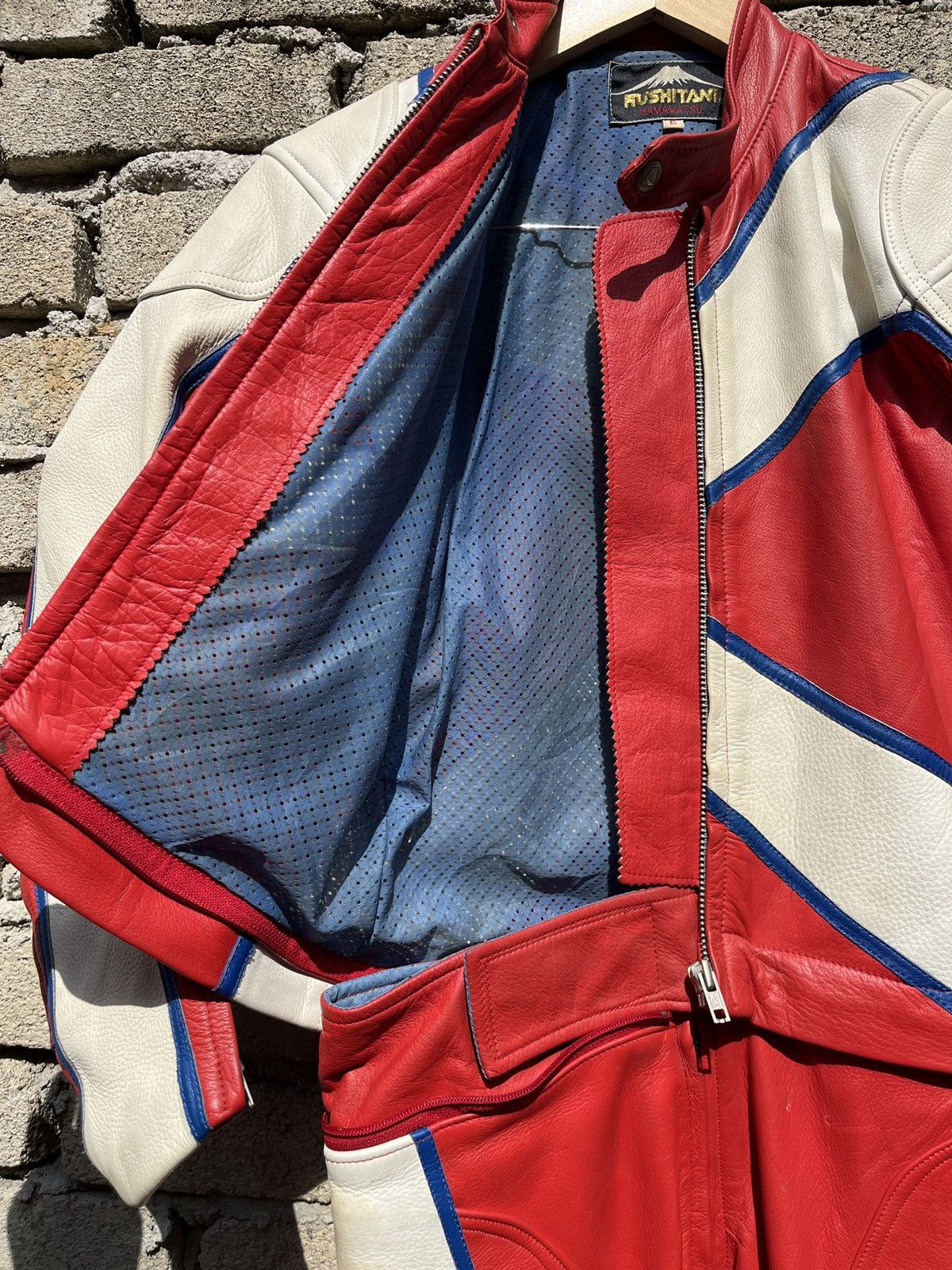 Genuine Leather × Vintage Kushitani Hamamatsu 2 Pieces Overall Leather Racing Set Size US 30 / EU 46 - 7 Thumbnail