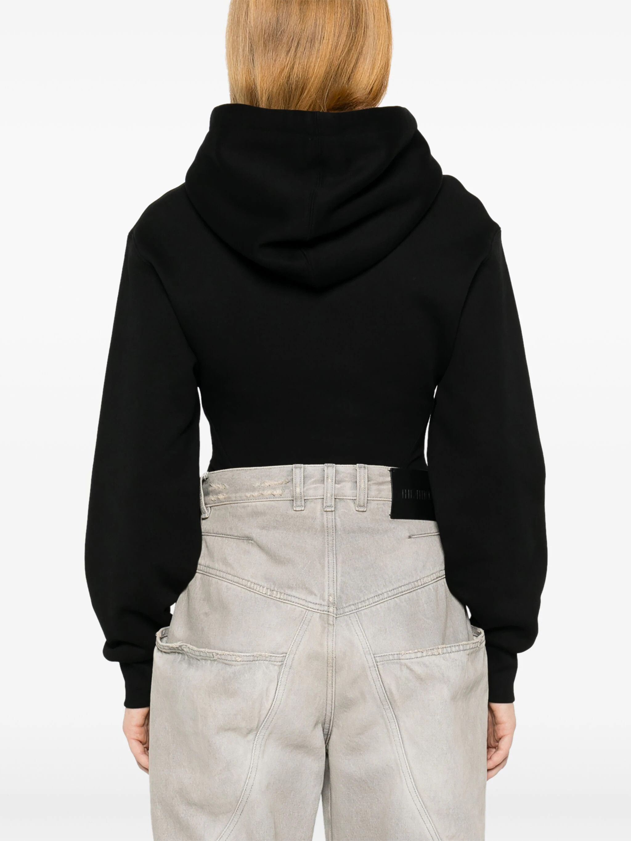 Mugler o1s22i1n1024 Hooded Body Sweatshirt in Black Size M / US 6-8 / IT 42-44 - 4 Thumbnail