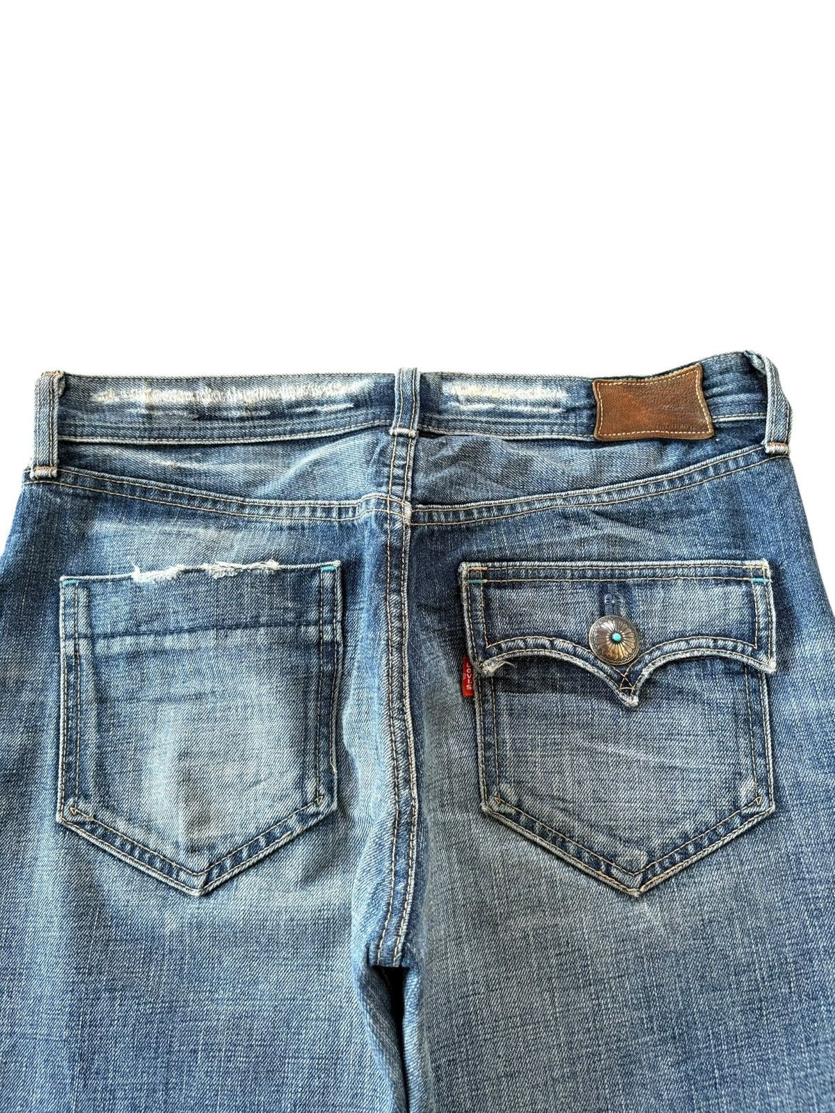 Levi's Vintage 90s Levis 707 Selvedge Distress Flare Jeans Size 30" / US 8 / IT 44 - 5 Thumbnail