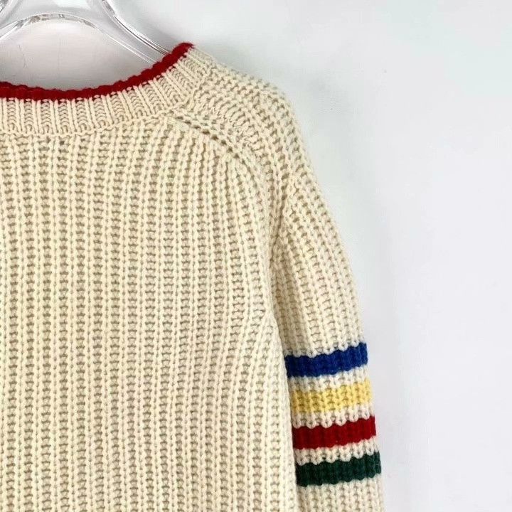 Thom Browne Thom Browne Beige Four-Bar Wool Crewneck Sweater Size US M / EU 48-50 / 2 - 3 Thumbnail