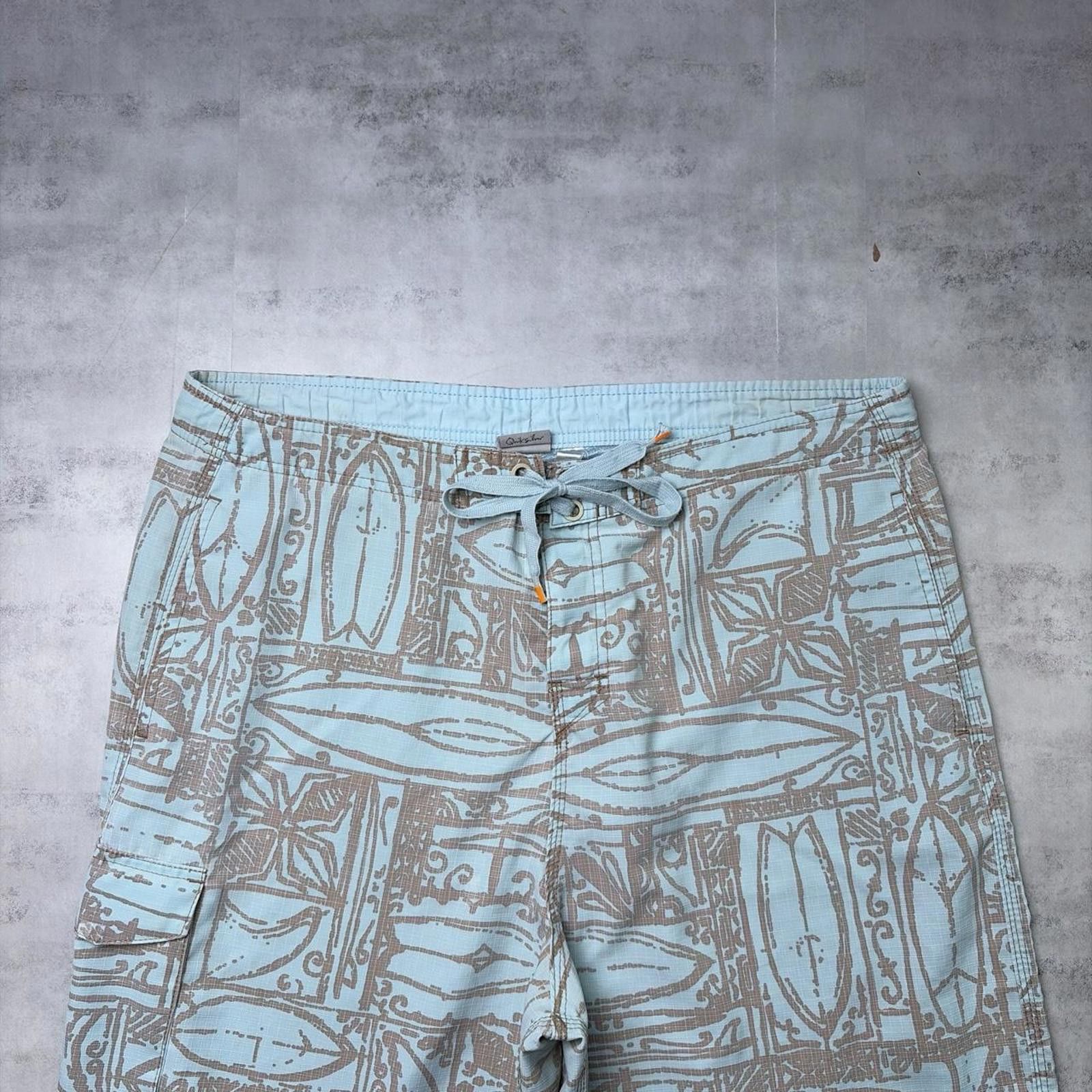 Quiksilver Y2K Blue Quiksilver Grunge Surf Aztec Baggy Board Shorts Size US 38 / EU 54 - 2 Thumbnail