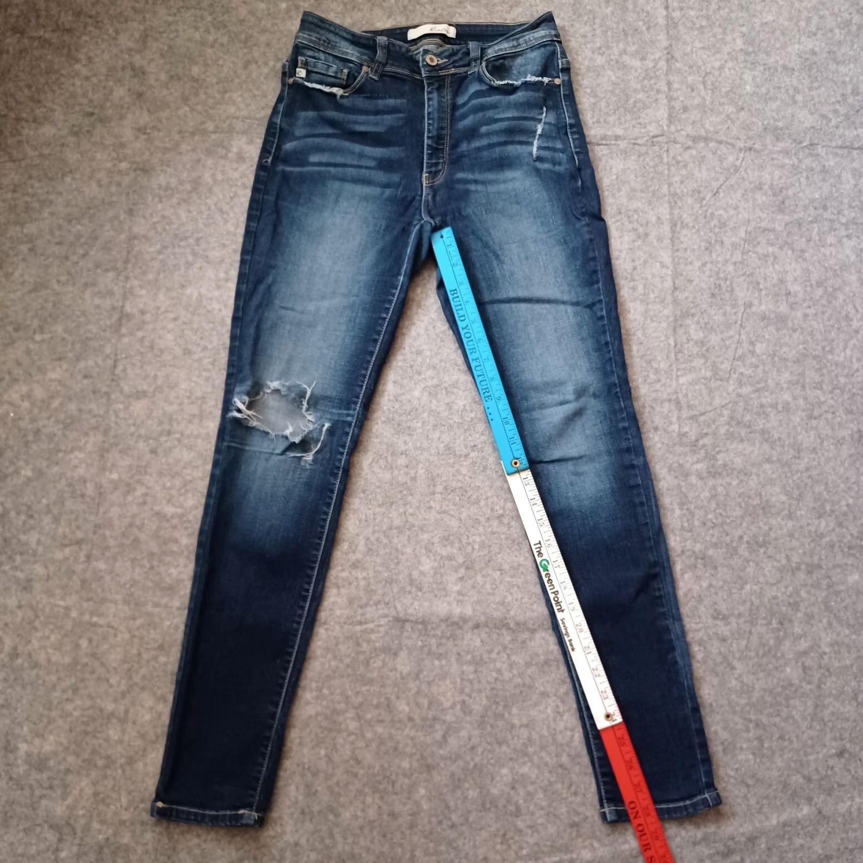 Vintage Kancan Jeans Womens 28 Blue Denim Mid Rise Skinny Distressed Stretch Cut 1210 Jeans Size 28" / US 6 / IT 42 - 5 Thumbnail