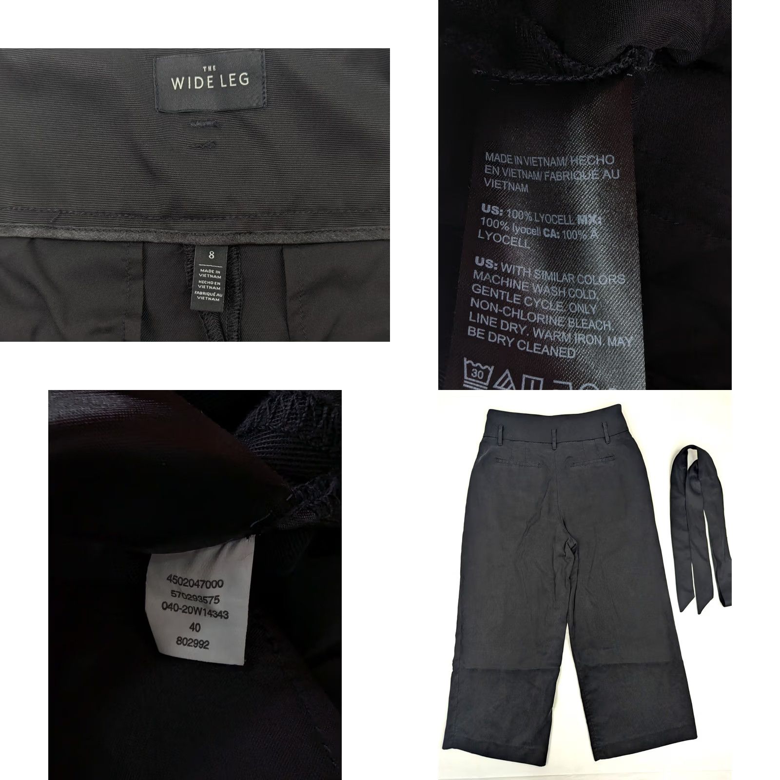 White House Black Market VINTAGE? No — White House Black Market The Wide Leg Capri Pants Women 8 Black w Belt 29x25 Capri Wide-Leg Adults Women Size 30" / US 8 / IT 44 - 8 Thumbnail