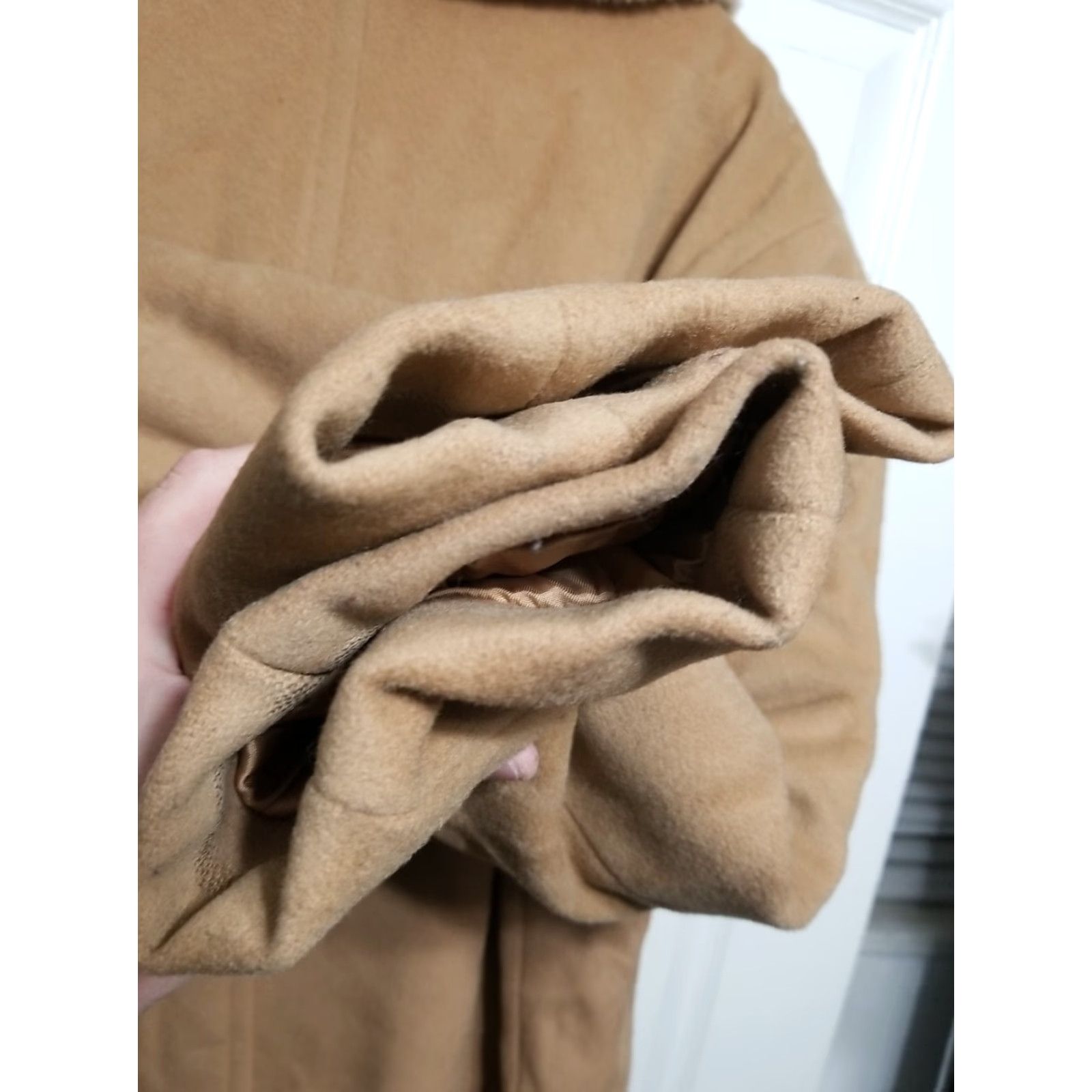 Vintage VINTAGE Mighty Mac Wool Coat Jacket Mens 42 Beige Faux Fur Collar Lining 70s Overcoat Wool, Mid-Length, Button, Chest 26.5, Length 35 Size US XS / EU 42 / 0 - 7 Thumbnail