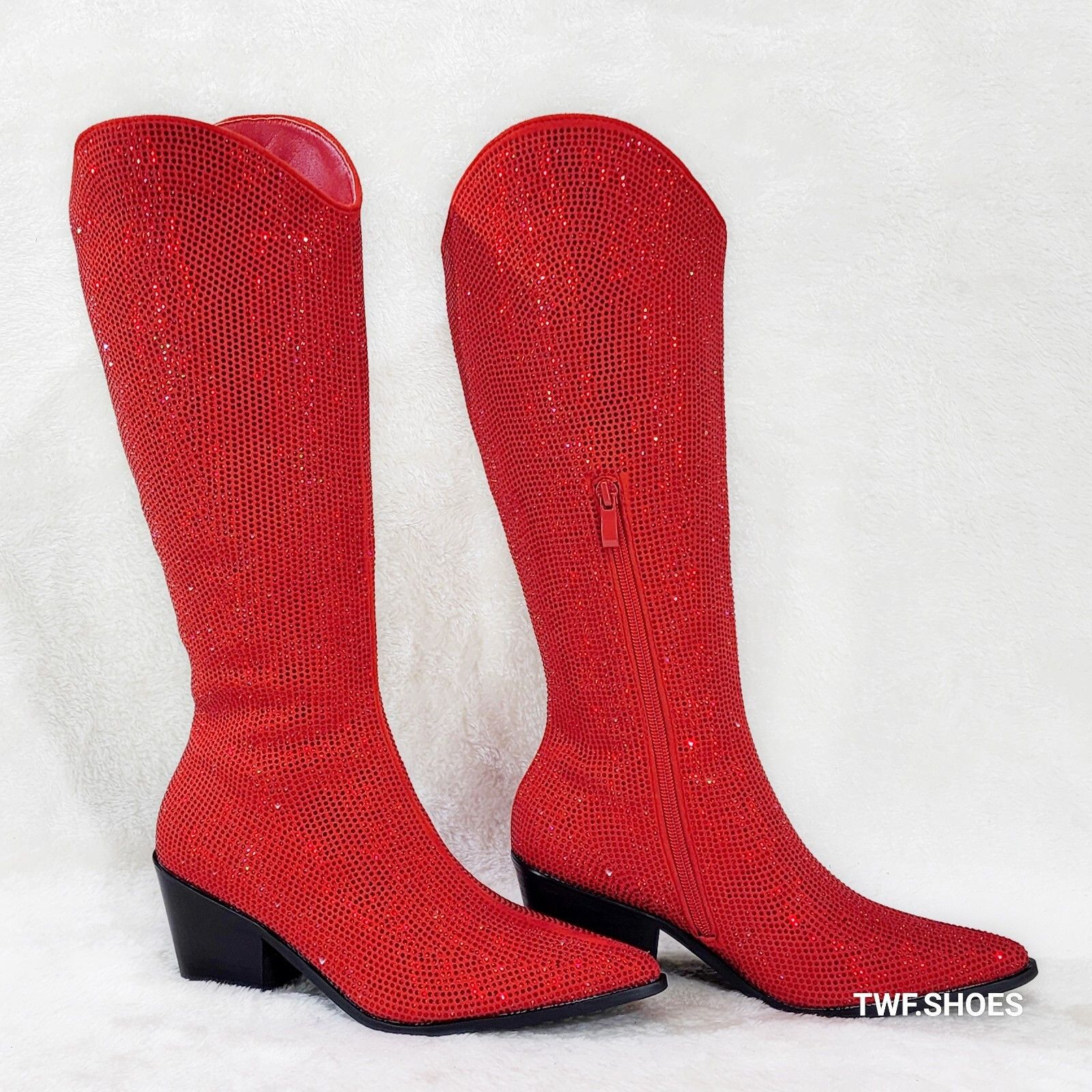 Other Nika Red Rhinestone Cowboy Knee High Western Cowgirl Boots ( Size US 6.5 / IT 36.5 - 5 Thumbnail