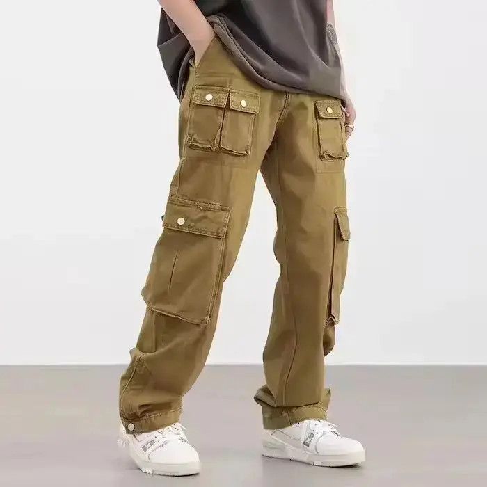 Japanese Brand Khaki Color Streetwear Y2K Straight Cargo Pant Size US 30 / EU 46 - 4 Thumbnail